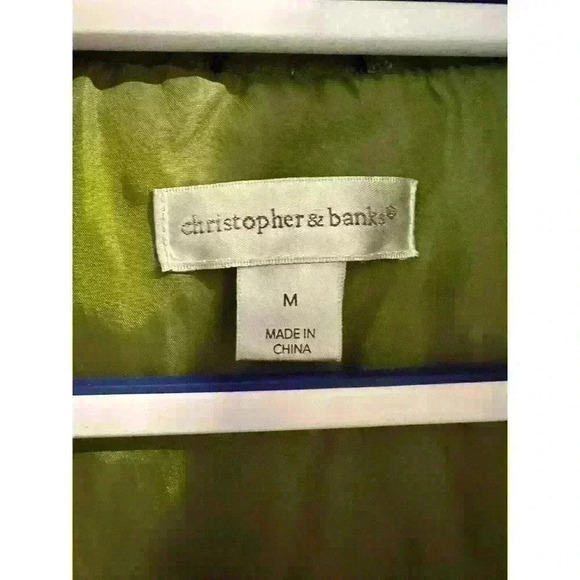 CJ Banks Womens M Vest Green Embroidered Woven Lined Metal Zipper Front Pockets - Picture 6 of 6